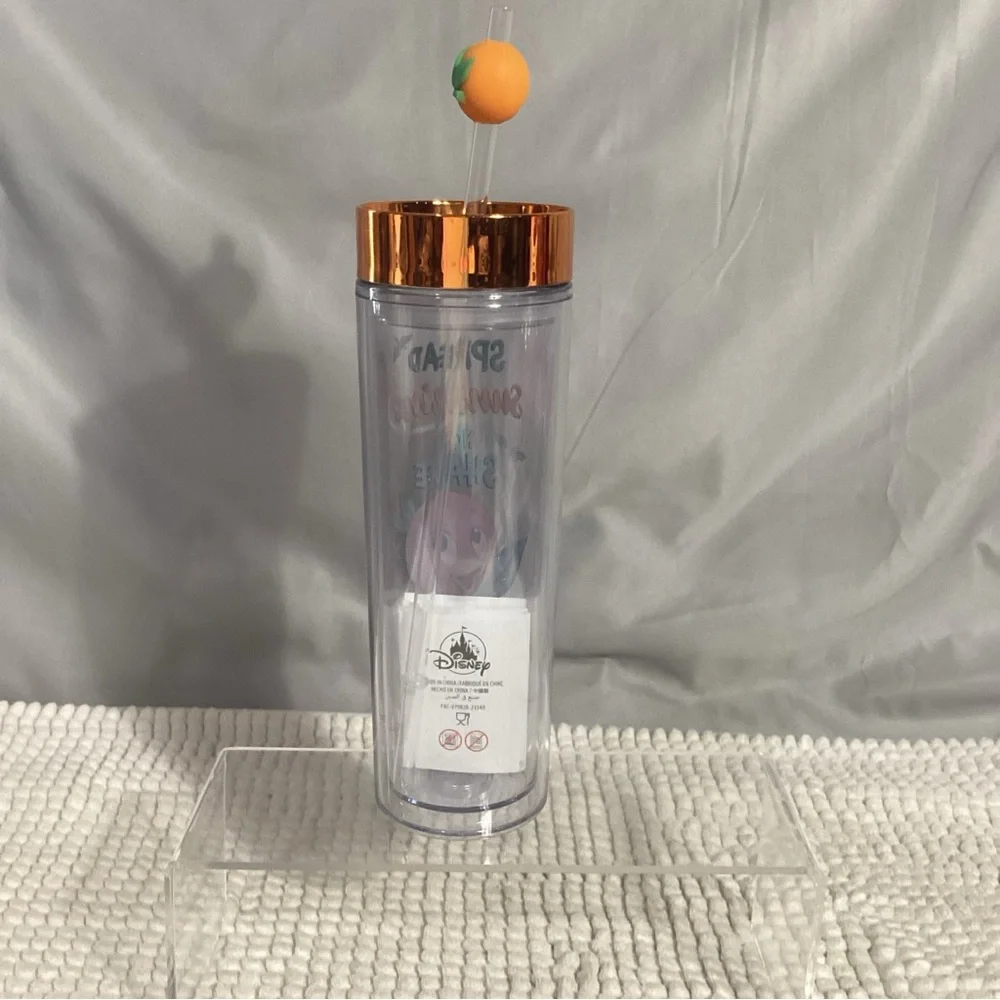 Disney Parks Orange Bird Spread Sunshine Not Shade 15oz Cup Tumbler with Straw